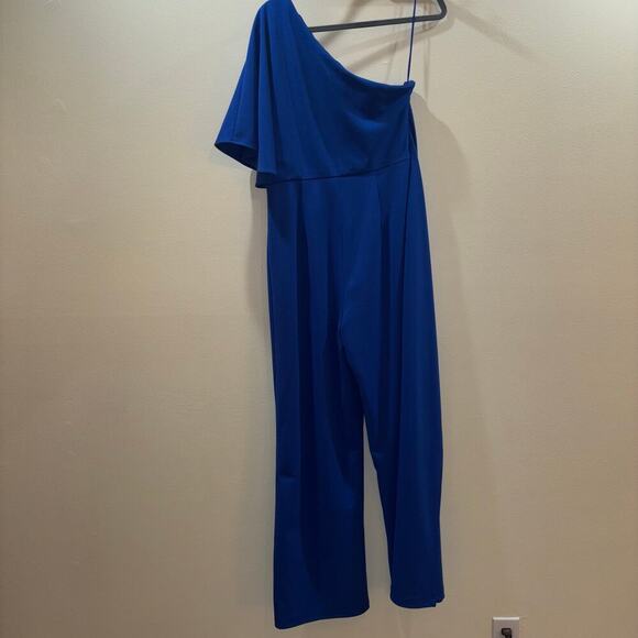 Adrianna Papell Jumpsuit- Royal Blue One-Shoulder Wide-Leg Jumpsuit- Size 8 - Picture 6 of 15